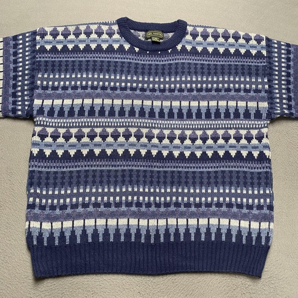 Neil Martin Sweater Mens XL Blue Geometric Pattern Crewneck Acrylic Pullover - Picture 4 of 8